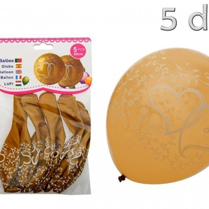 Lufi szíves arany 5db 30cm, Esküvő, Dekoráció, Asztaldísz, Mindenmás, MESKA