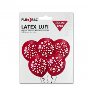 Lufi szíves piros/fehér 5db 30cm, Otthon & Életmód, Dekoráció, Asztal és polc dekoráció, Asztaldísz, Mindenmás, MESKA
