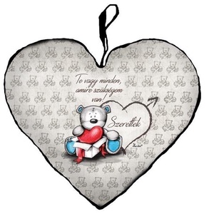 Díszpárna szív nagy Te vagy minden macis 44x37cm , Otthon & Életmód, Lakástextil, Párna & Párnahuzat, Díszpárna (belsővel együtt), Mindenmás, MESKA