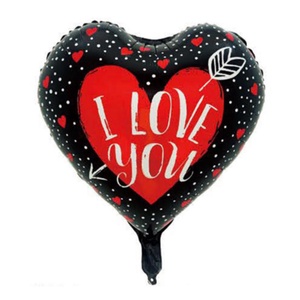 I Love You feliratos - Szív formájú fekete kerettel - Fólia Lufi - 45cm - Léggömb - Szerelmes Lufi - Szerelmes Ajándék, Otthon & Életmód, Dekoráció, Asztal és polc dekoráció, Asztaldísz, Mindenmás, MESKA
