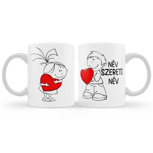 Szerelmes Bögre - Fiú Szereti Lányt - Egyedi Névvel - Szerelmes Ajándék 3dl (EGYEDI AJÁNDÉKOK) - Meska.hu