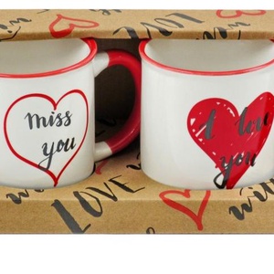 Bögre szett szíves 2db 3dl 2 féle felirattal i love you (Valentin napi ajándékok), Otthon & Életmód, Konyhafelszerelés, tálalás, Tálalás, Bögre & Csésze, Kerámia, MESKA