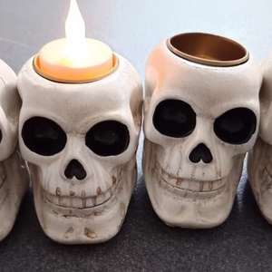 Koponya mécsestartó 10x7,5cm (Halloween dekorációk és díszek) - otthon & életmód - gyertya, illat, aroma - mécses és mécsestartó - Meska.hu