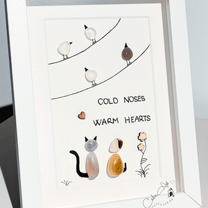 Kutyás Cicás kavicskép, Otthon & Életmód, Dekoráció, Kép & Falikép, 3d képek, Festészet, Fotó, grafika, rajz, illusztráció, MESKA