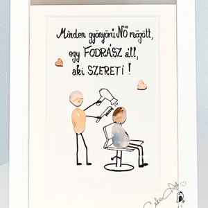 Fodrászos kavicskép, Otthon & Életmód, Dekoráció, Asztal és polc dekoráció, Kavics & Kő, Festészet, Fotó, grafika, rajz, illusztráció, MESKA