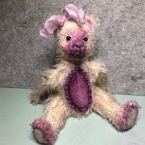 Levendulaföldi Gyöngyike-illatos, súlyozott mohair mackó - Meska.hu