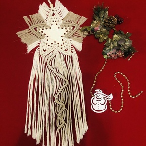 Makramé csillag, Otthon & Életmód, Dekoráció, Fali és függő dekoráció, Falra akasztható dekor, Csomózás, MESKA