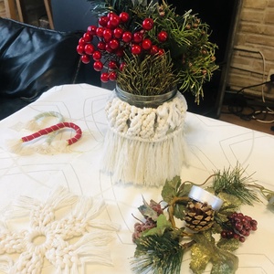 Makramé Váza-mécsestartó, Otthon & Életmód, Dekoráció, Dísztárgy, Csomózás, MESKA