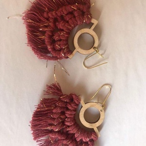 Makramé fülbevaló - ékszer - fülbevaló - lógó fülbevaló - Meska.hu