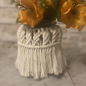 Makramé mécsestartó/váza, Otthon & Életmód, Virágdekoráció, Virágtartó, Váza, Csomózás, MESKA