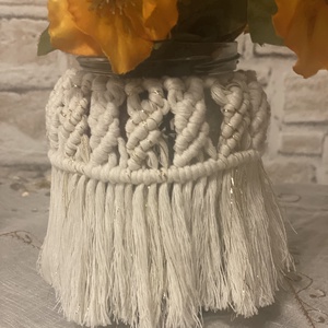 Makramé mécsestartó/váza - otthon & életmód - virágdekoráció - virágtartó - váza - Meska.hu