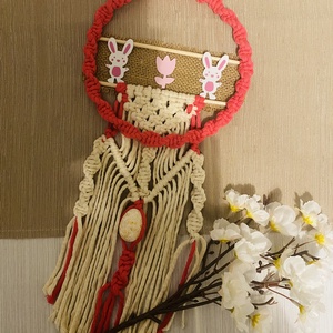 Makramé húsvéti ajtódísz - otthon & életmód - dekoráció - ajtó- és ablak dekoráció - ajtódísz & kopogtató - Meska.hu