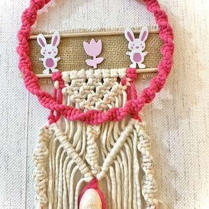 Makramé húsvéti ajtódísz, Otthon & Életmód, Dekoráció, Ajtó- és ablak dekoráció, Ajtódísz & Kopogtató, Csomózás, MESKA