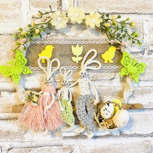 Makramé nyuszicsalád ajtó/falidísz - otthon & életmód - dekoráció - ajtó- és ablak dekoráció - ajtódísz & kopogtató - Meska.hu