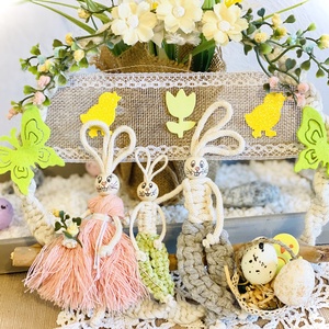 Makramé nyuszicsalád ajtó/falidísz - otthon & életmód - dekoráció - ajtó- és ablak dekoráció - ajtódísz & kopogtató - Meska.hu