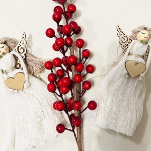 Makramé angyal ásvánnyal párban, Karácsony, Karácsonyi lakásdekoráció, Karácsonyi lakásdíszek, Csomózás, MESKA