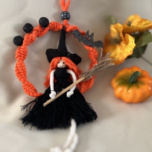 Halloween Boszi kopogtató , Otthon & Életmód, Dekoráció, Halloween, Halloweeni ajtódíszek és ablakdíszek, Csomózás, MESKA