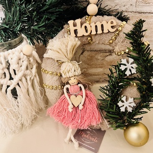 Makramé karácsonyi kopogtató, Karácsony, Karácsonyi lakásdekoráció, Karácsonyi lakásdíszek, Csomózás, MESKA