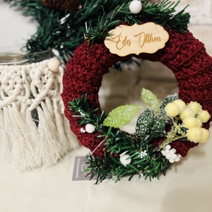 Makramé karácsonyi kopogtató - karácsony - karácsonyi lakásdekoráció - karácsonyi lakásdíszek - Meska.hu