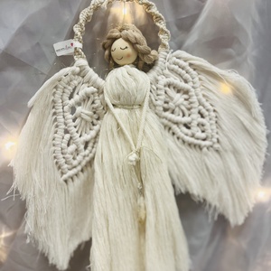 Makramé angyal ásvánnyal - otthon & életmód - dekoráció - fali és függő dekoráció - függődísz - Meska.hu