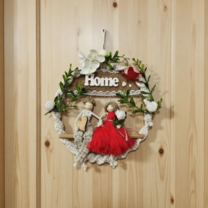 Romantikus makramé ajtódekoráció fiú-lány párral � Home ajtódísz, Otthon & Életmód, Dekoráció, Fali és függő dekoráció, Falra akasztható dekor, Csomózás, MESKA