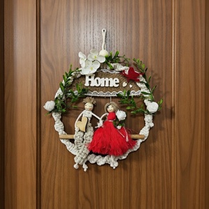 Romantikus makramé ajtódekoráció fiú-lány párral � Home ajtódísz - otthon & életmód - dekoráció - fali és függő dekoráció - falra akasztható dekor - Meska.hu