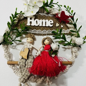 Romantikus makramé ajtódekoráció fiú-lány párral � Home ajtódísz - otthon & életmód - dekoráció - fali és függő dekoráció - falra akasztható dekor - Meska.hu