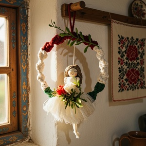 Makramé  magyar baba dekorácio , Otthon & Életmód, Dekoráció, Fali és függő dekoráció, Falra akasztható dekor, Csomózás, MESKA