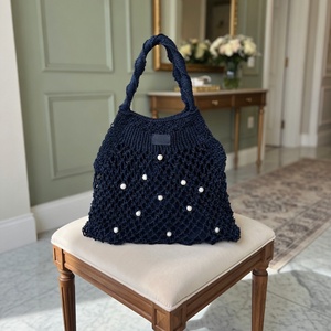 Kék makramé táska  - táska & tok - kézitáska & válltáska - vállon átvethető táska - Meska.hu