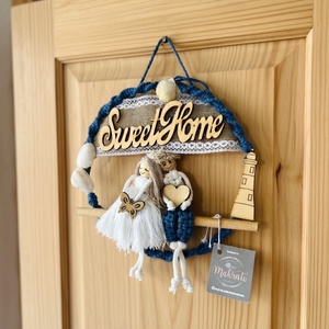 Makramé  falidekor - fiatal pár, Otthon & Életmód, Dekoráció, Fali és függő dekoráció, Falra akasztható dekor, Csomózás, MESKA