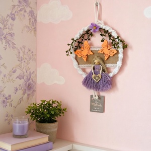 Makramé falidekor/kopogtató, Otthon & Életmód, Dekoráció, Fali és függő dekoráció, Falra akasztható dekor, Csomózás, MESKA