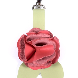 Rózsa kulcstartó bőrből (sötét barack+fűzöld), Táska & Tok, Kulcstartó & Táskadísz, Kulcstartó, Bőrművesség, MESKA