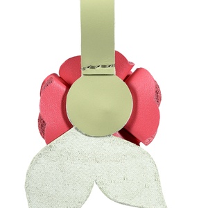 Rózsa kulcstartó bőrből (sötét barack+fűzöld) - táska & tok - kulcstartó & táskadísz - kulcstartó - Meska.hu