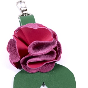 Rózsa kulcstartó bőrből (sötét magenta+zöld) - táska & tok - kulcstartó & táskadísz - kulcstartó - Meska.hu