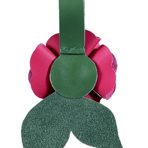 Rózsa kulcstartó bőrből (sötét magenta+zöld) - táska & tok - kulcstartó & táskadísz - kulcstartó - Meska.hu