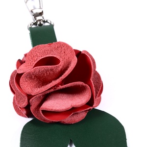 Rózsa kulcstartó bőrből (piros+sötétzöld) - táska & tok - kulcstartó & táskadísz - kulcstartó - Meska.hu