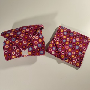 Rózsaszín virágos mintás újraszalvéta - szendvicsszalvéta (28 cm-es) - táska & tok - uzsonna- & ebéd tartó - szendvics csomagoló - Meska.hu