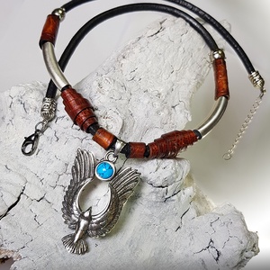 Navaho indián nyaklánc, Ékszer, Nyaklánc, Medálos nyaklánc, Bőrművesség, Ékszerkészítés, MESKA