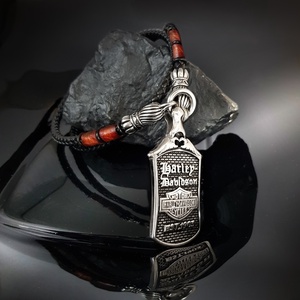 Harley bikers Est bőr nyaklánc - ékszer - nyaklánc - medálos nyaklánc - Meska.hu