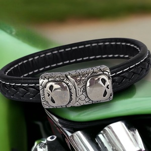 Harley duplafejes férfi karkötő , Ékszer, Karkötő, Karkötő medállal, Ékszerkészítés, Bőrművesség, MESKA