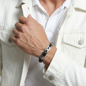 Végtelen Kapocs � fekete Fonott Bőr Karkötő - ékszer - karkötő - fonott karkötő - Meska.hu