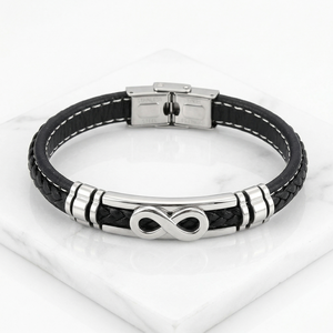 Végtelen Kapocs � fekete Fonott Bőr Karkötő - ékszer - karkötő - fonott karkötő - Meska.hu