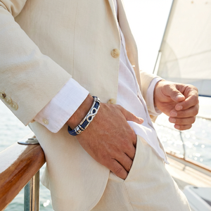 Végtelen Kapocs �KékFonott Bőr Karkötő - ékszer - karkötő - fonott karkötő - Meska.hu