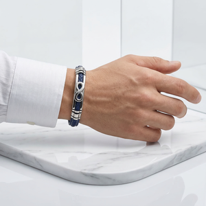 Végtelen Kapocs �KékFonott Bőr Karkötő - ékszer - karkötő - fonott karkötő - Meska.hu