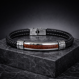 Prime Native � Marhabőr betétes acél karkötő - ékszer - karkötő - fonott karkötő - Meska.hu