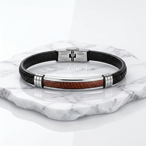 Prime Native � Marhabőr betétes acél karkötő - Meska.hu