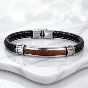 Prime Native � Marhabőr betétes acél karkötő - ékszer - karkötő - fonott karkötő - Meska.hu