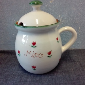 Tulipános mézes edény, Otthon & Életmód, Konyhafelszerelés, tálalás, Konyhai tárolás, Méz & Vajtartó, Kerámia, Mindenmás, MESKA