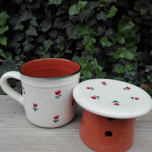 Tulipános vizes vajtartó  - otthon & életmód - konyhafelszerelés, tálalás - konyhai tárolás - méz & vajtartó - Meska.hu