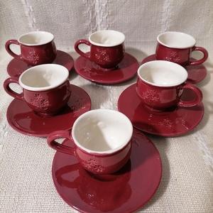 Kávés készlet bordó színben, Otthon & Életmód, Konyhafelszerelés, tálalás, Tálalás, Bögre & Csésze, Kerámia, Mindenmás, MESKA